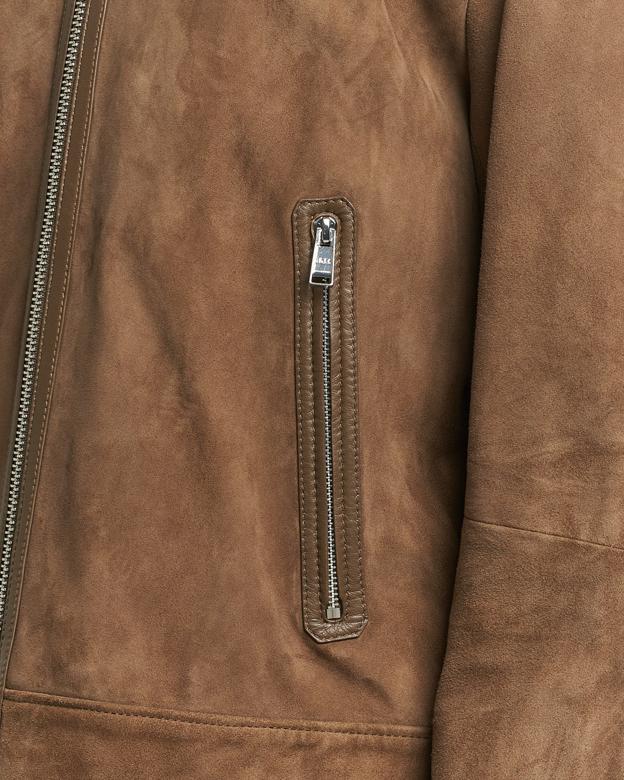 Men | Coats & Jackets | BOSS BLACK | Malbano Leather Jacket Open Brown