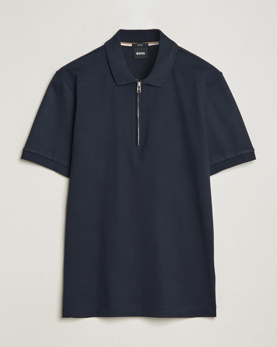 Men | Polo Shirts | BOSS BLACK | Polston Half-Zip Piké Dark Blue