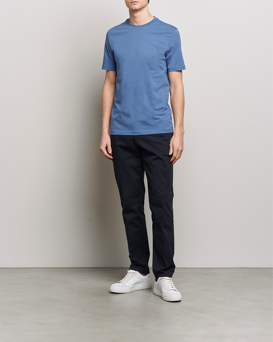 Men | T-Shirts | BOSS BLACK | Thompson Crew Neck T-Shirt Open Blue