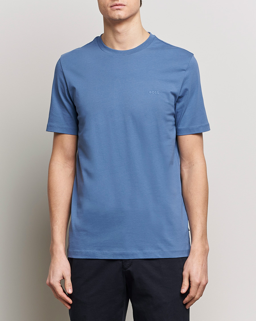 Men | Short Sleeve T-shirts | BOSS BLACK | Thompson Crew Neck T-Shirt Open Blue