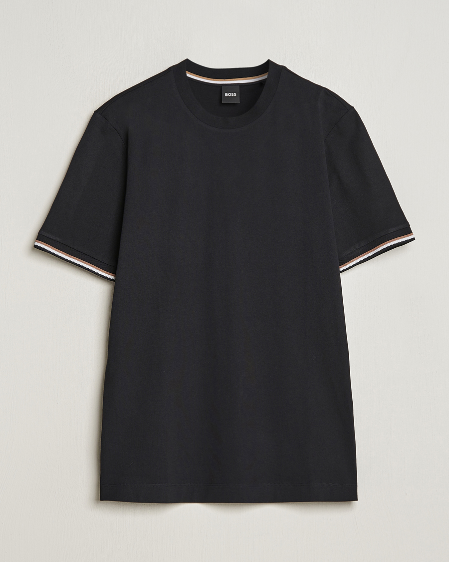 Men | T-Shirts | BOSS BLACK | Thompson Tipped Crew Neck T-Shirt Black