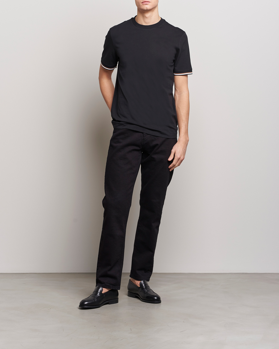 Men | T-Shirts | BOSS BLACK | Thompson Tipped Crew Neck T-Shirt Black