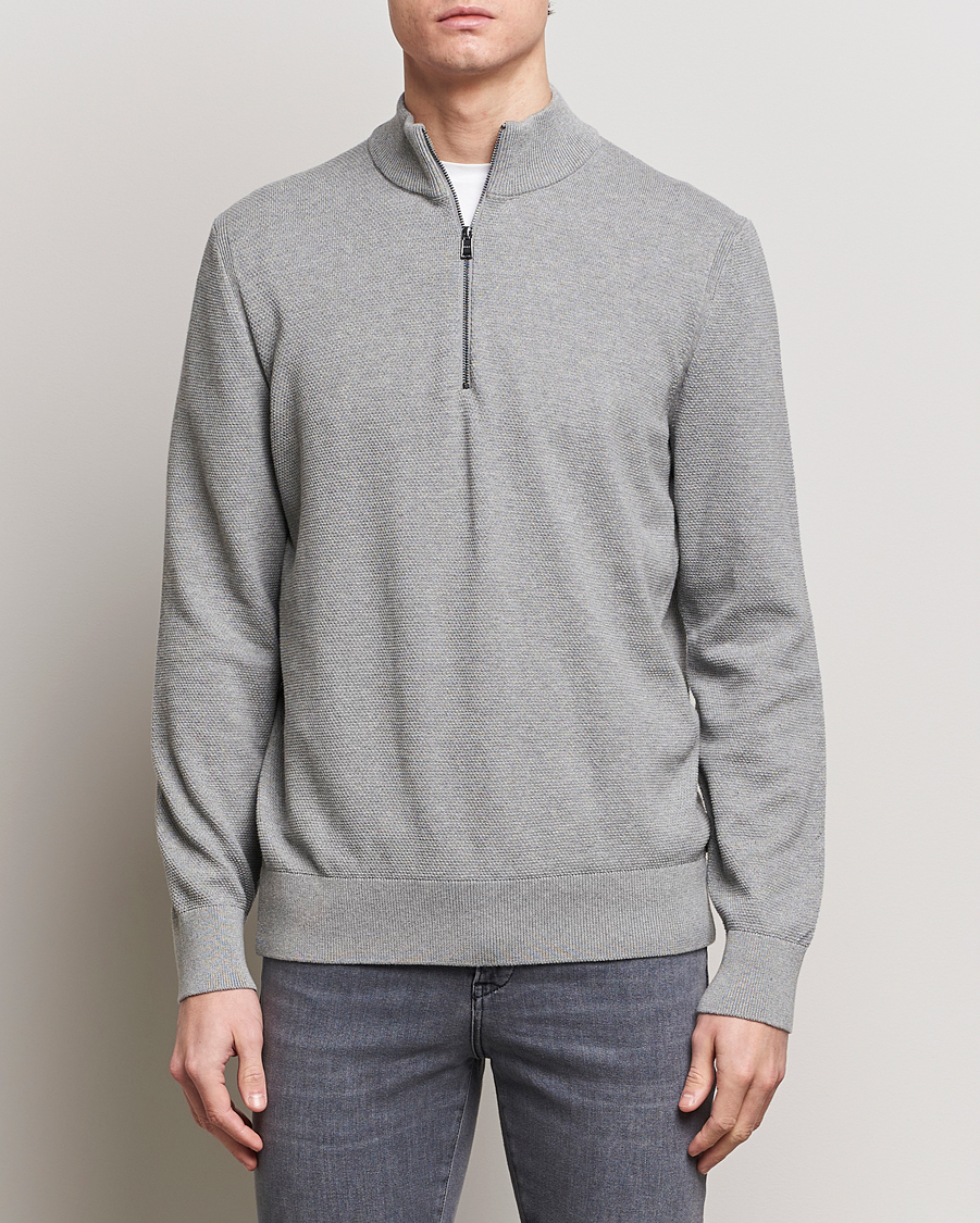 Men | Sweaters & Knitwear | BOSS BLACK | Ebrando Knitted Half-Zip Silver