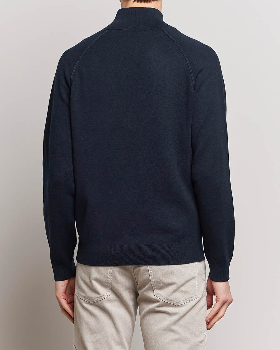 Men | Sweaters & Knitwear | BOSS BLACK | Perrone Knitted Full-Zip Dark Blue