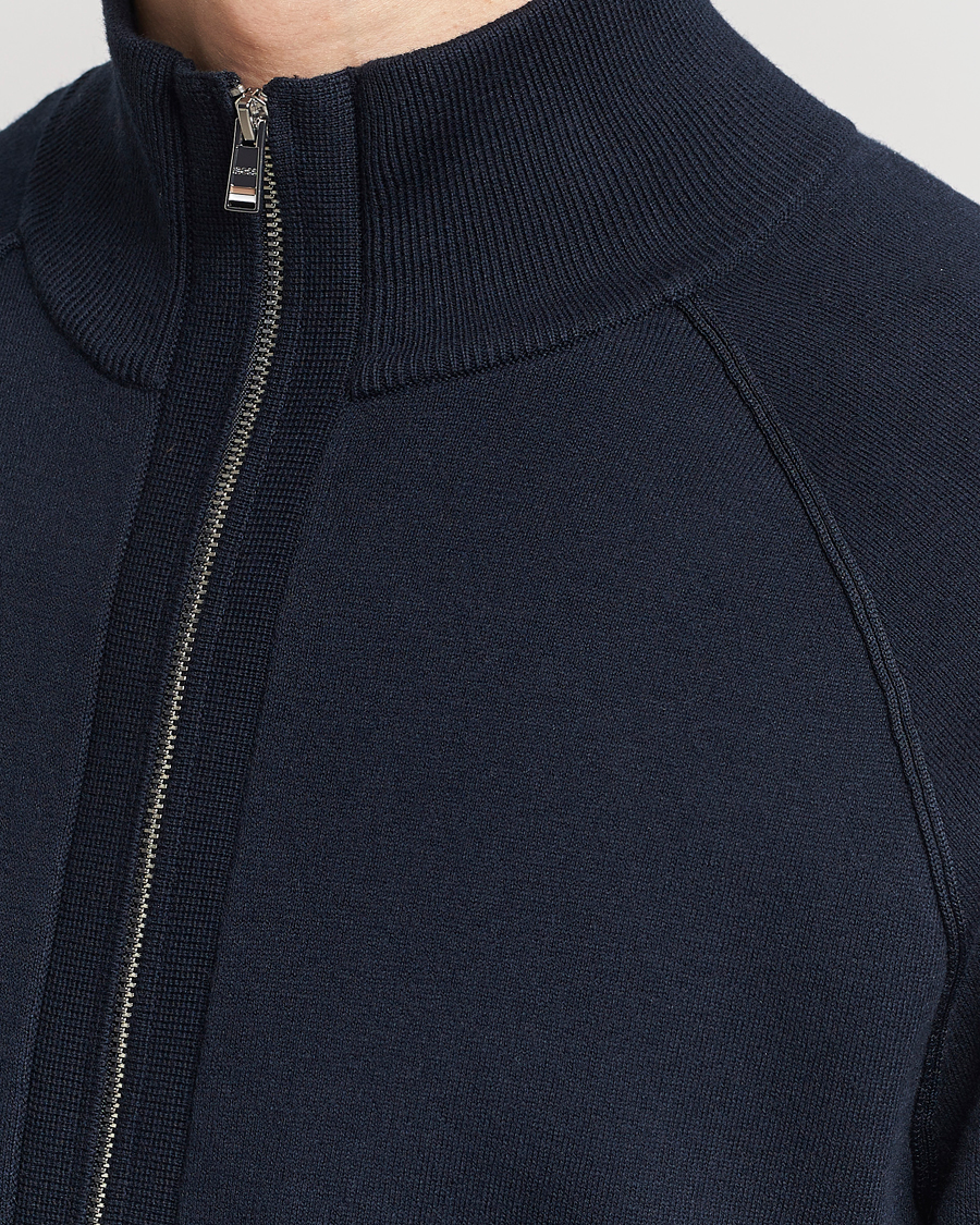Men | Sweaters & Knitwear | BOSS BLACK | Perrone Knitted Full-Zip Dark Blue