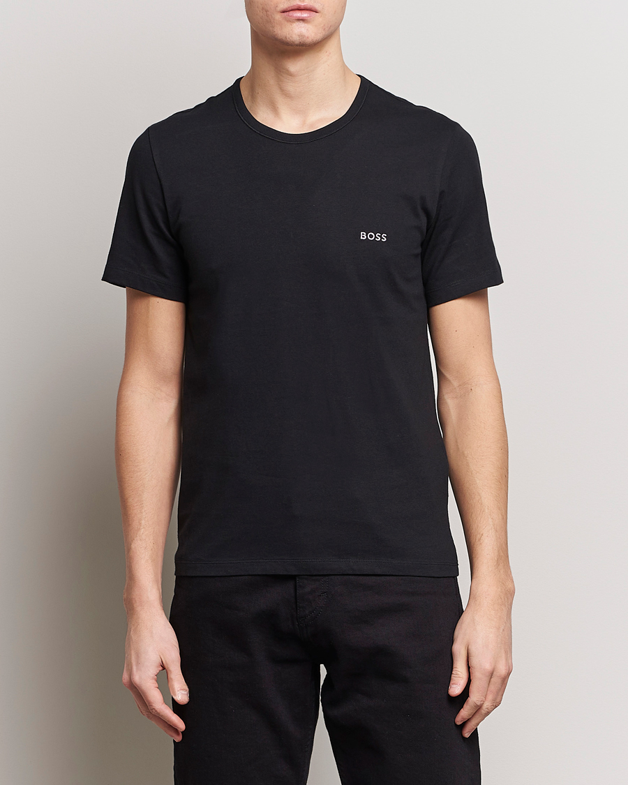 Men | Black t-shirts | BOSS BLACK | 3-Pack Crew Neck T-Shirt Black/White/Blue