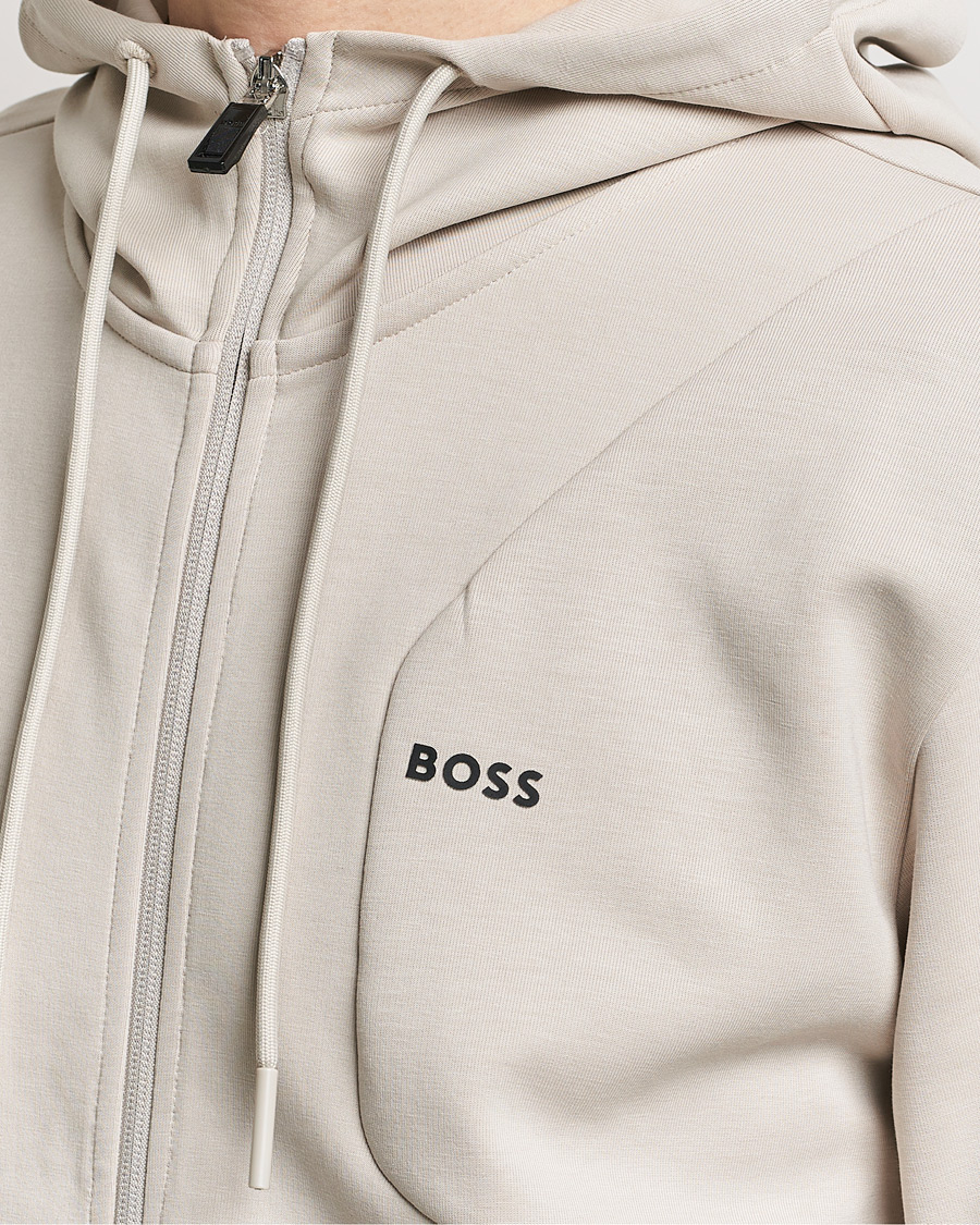 Men | Sweaters & Knitwear | BOSS GREEN | Saggy Full-Zip Hoodie Light Beige