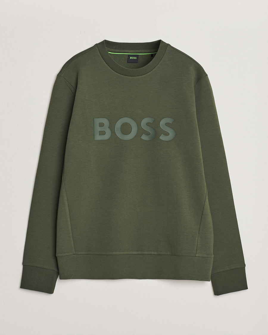 Men | Sweaters & Knitwear | BOSS GREEN | Salbo Logo Sweatshirt Open Green