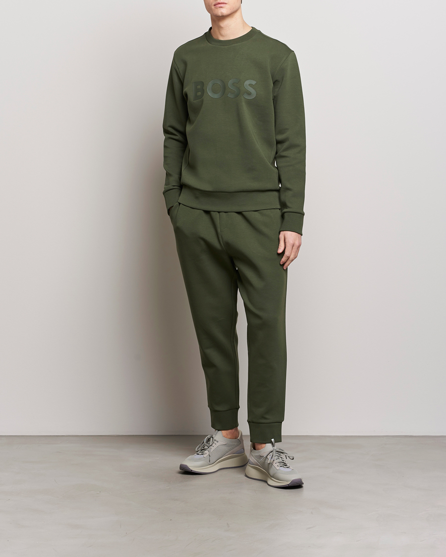 Men | Sweaters & Knitwear | BOSS GREEN | Salbo Logo Sweatshirt Open Green