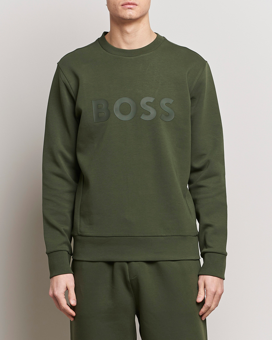 Men | Sweaters & Knitwear | BOSS GREEN | Salbo Logo Sweatshirt Open Green