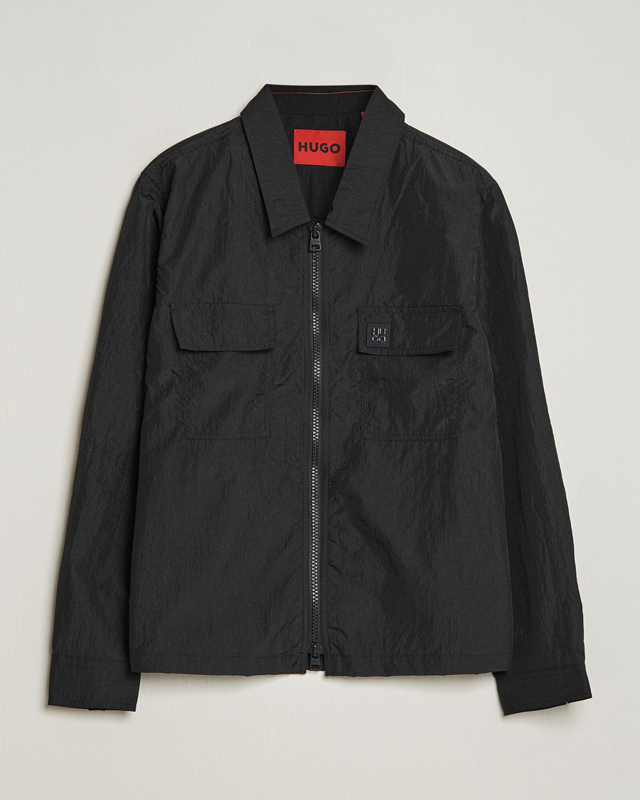Men | Shirts | HUGO | Emalo Full-Zip Overshirt Black