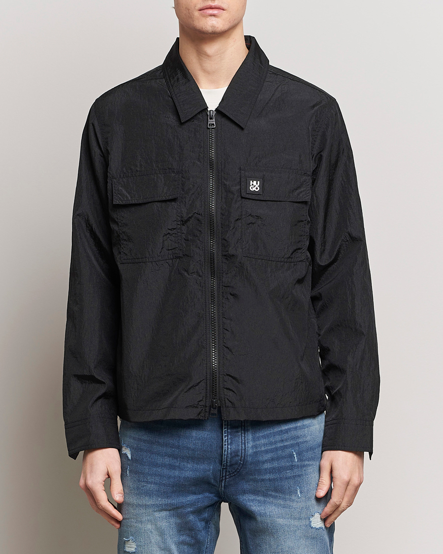 Men | Shirts | HUGO | Emalo Full-Zip Overshirt Black