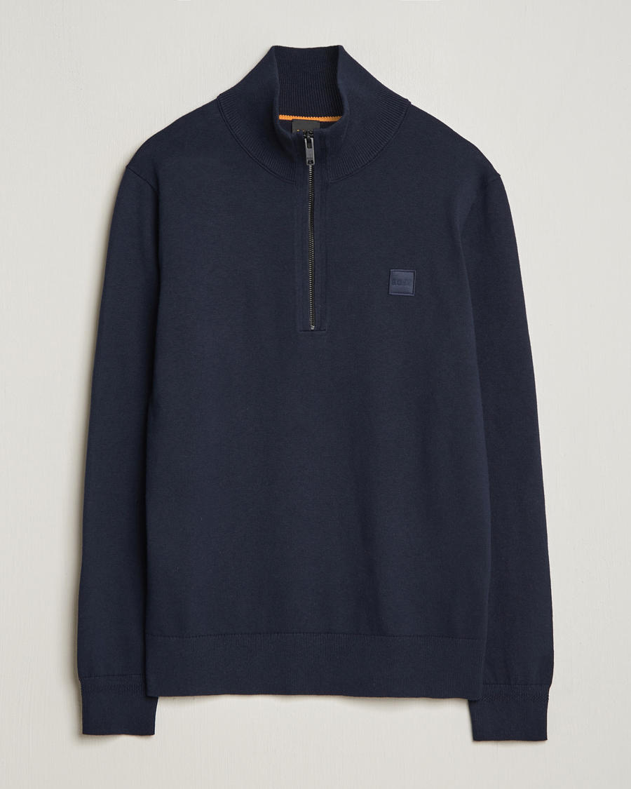 Men | Sweaters & Knitwear | BOSS ORANGE | Kanobix Knitted Half-Zip Dark Blue