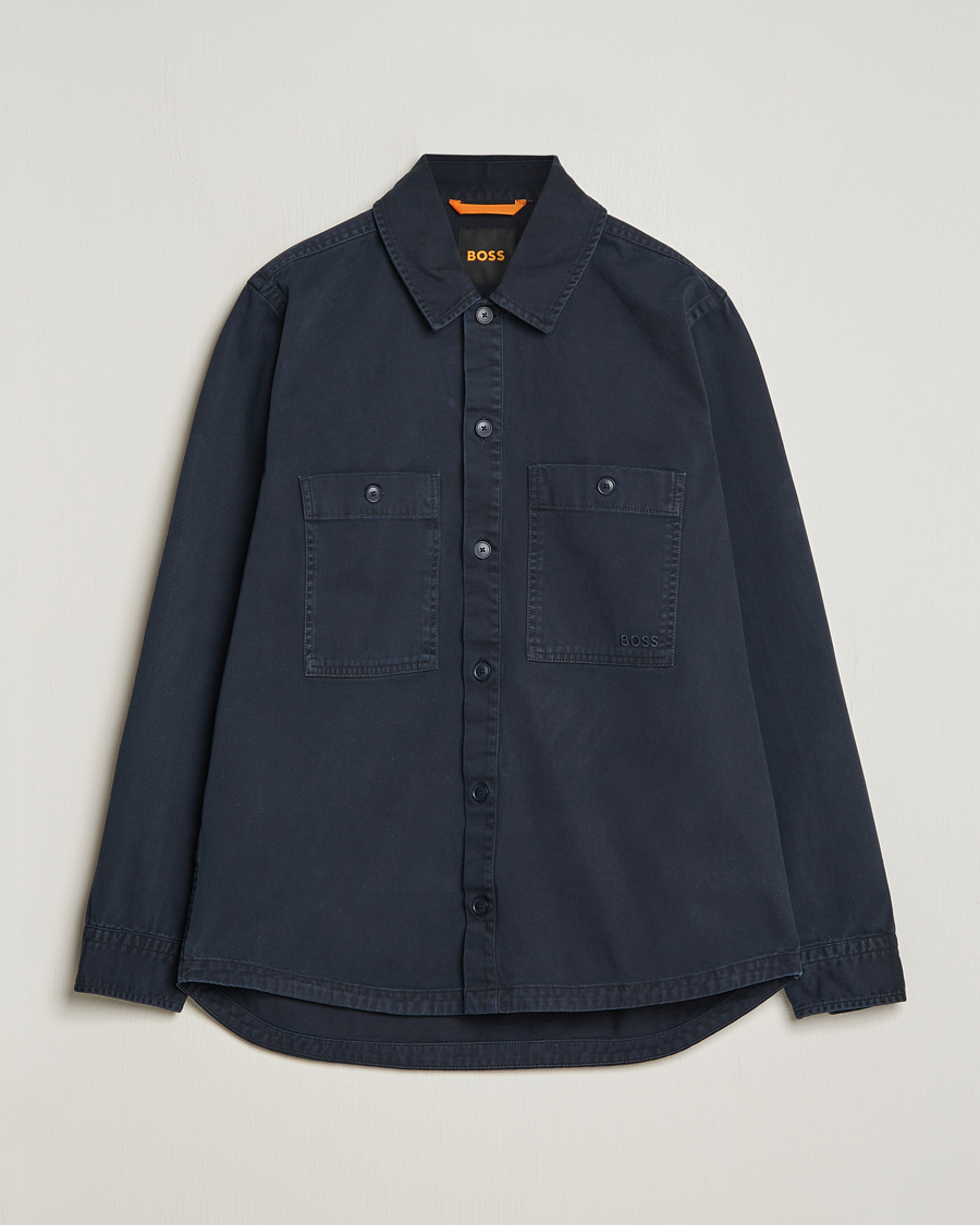 Men | Shirts | BOSS ORANGE | Locky Cotton Overshirt Dark Blue