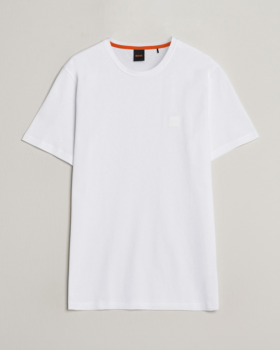 Men | T-Shirts | BOSS ORANGE | Tales Logo Crew Neck T-Shirt White