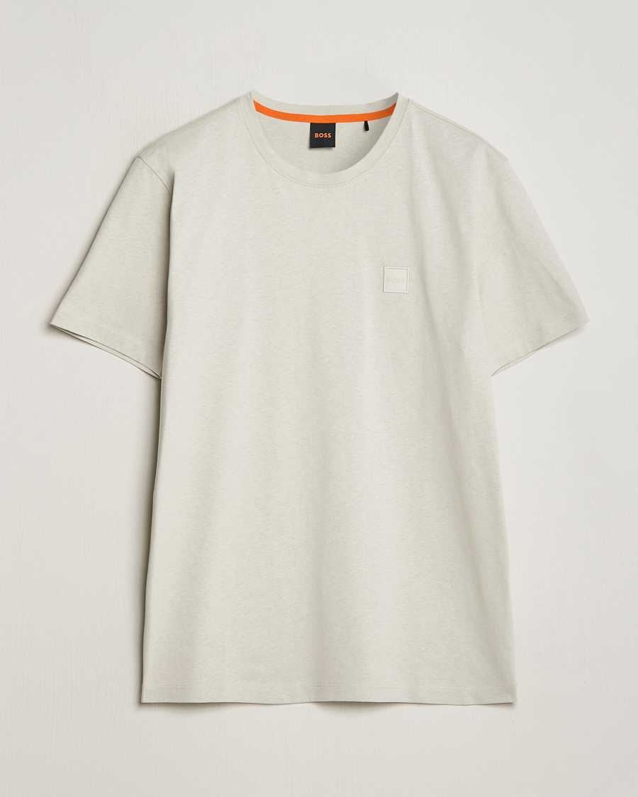 Men | T-Shirts | BOSS ORANGE | Tales Logo Crew Neck T-Shirt Light Beige