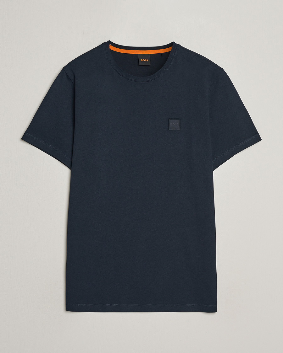 Men | T-Shirts | BOSS ORANGE | Tales Logo Crew Neck T-Shirt Dark Blue