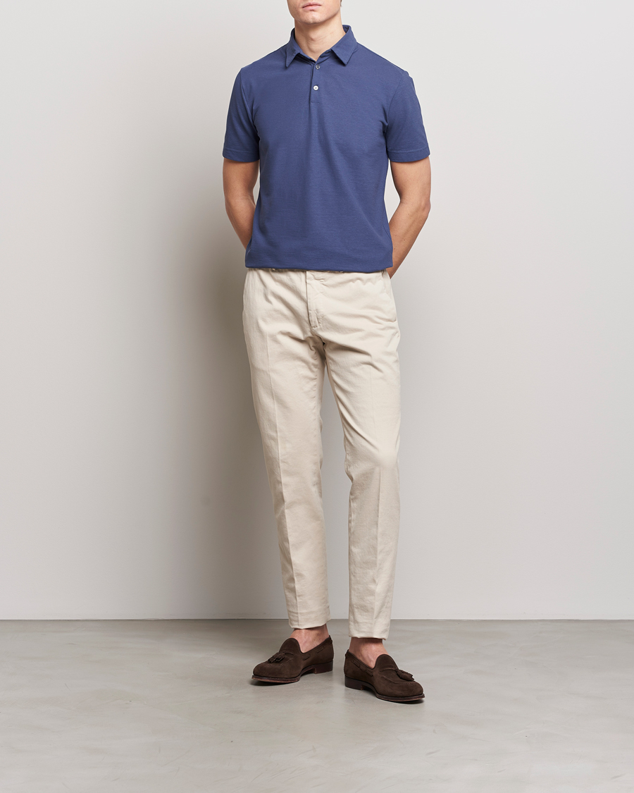 Men | Polo Shirts | Zanone | Ice Cotton Polo Steel Blue