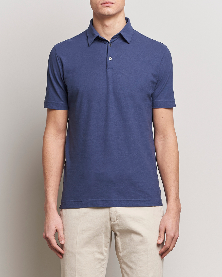 Men | Polo Shirts | Zanone | Ice Cotton Polo Steel Blue