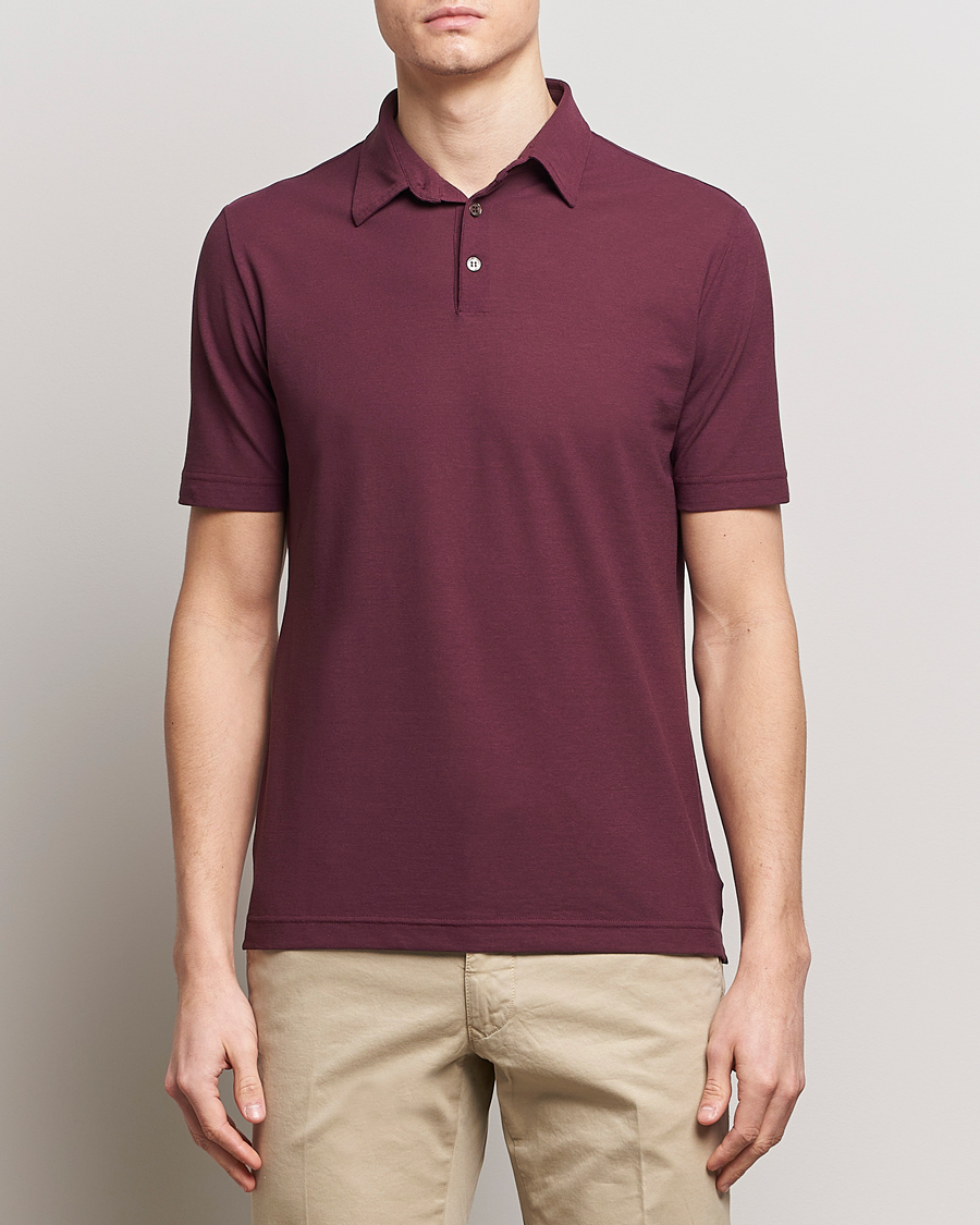 Men | Short Sleeve Polo Shirts | Zanone | Ice Cotton Polo Burgundy