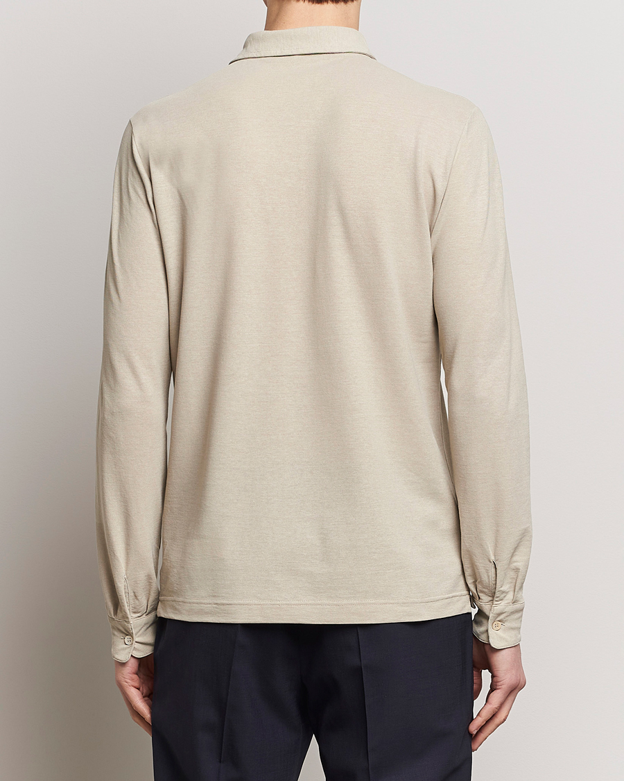 Men | Sweaters & Knitwear | Zanone | Ice Cotton Long Sleeve Polo Beige