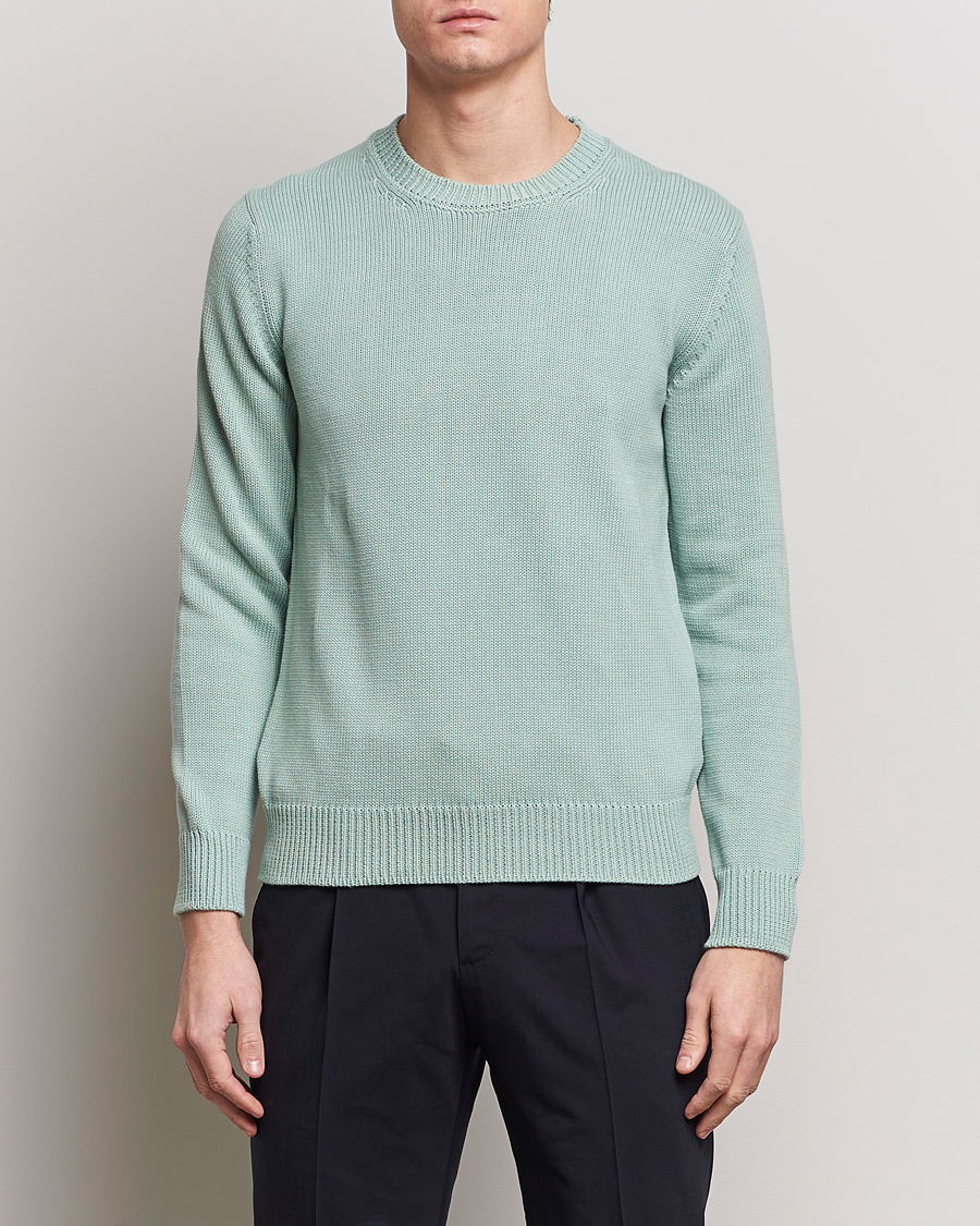 Men |  | Zanone | Soft Cotton Crewneck Sweater Mint