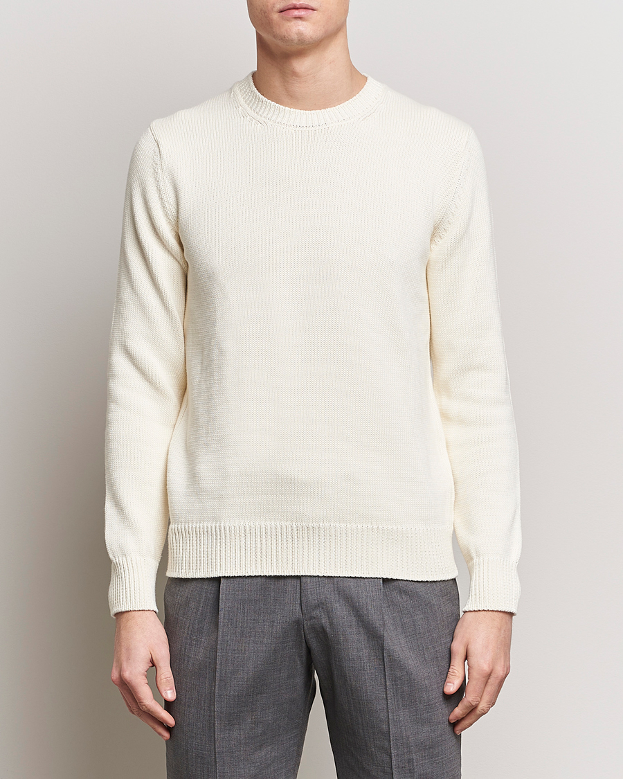 Men | Zanone | Zanone | Soft Cotton Crewneck Sweater Off White