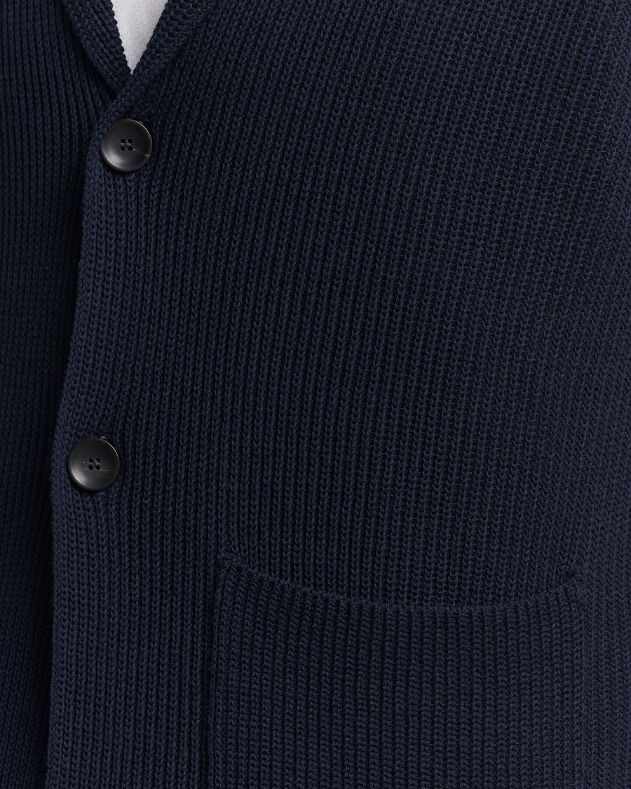 Men | Blazers | Zanone | Cotton Rib Knitted Blazer Navy