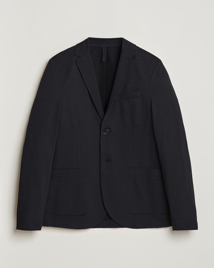 Men | Blazers | Harris Wharf London | Coolmax Seersucker Blazer Black