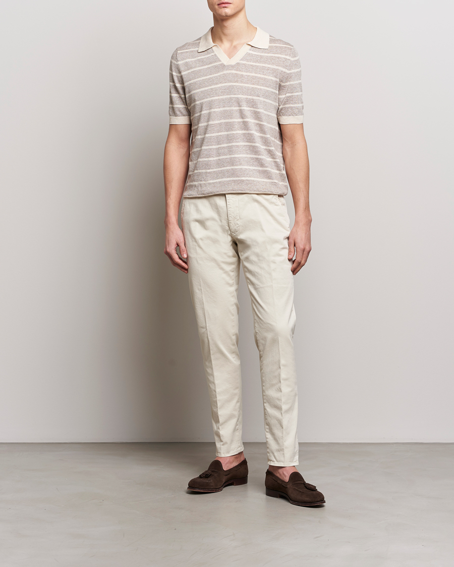 Men | Trousers | Incotex | Slim Fit Garment Dyed Slacks Off White