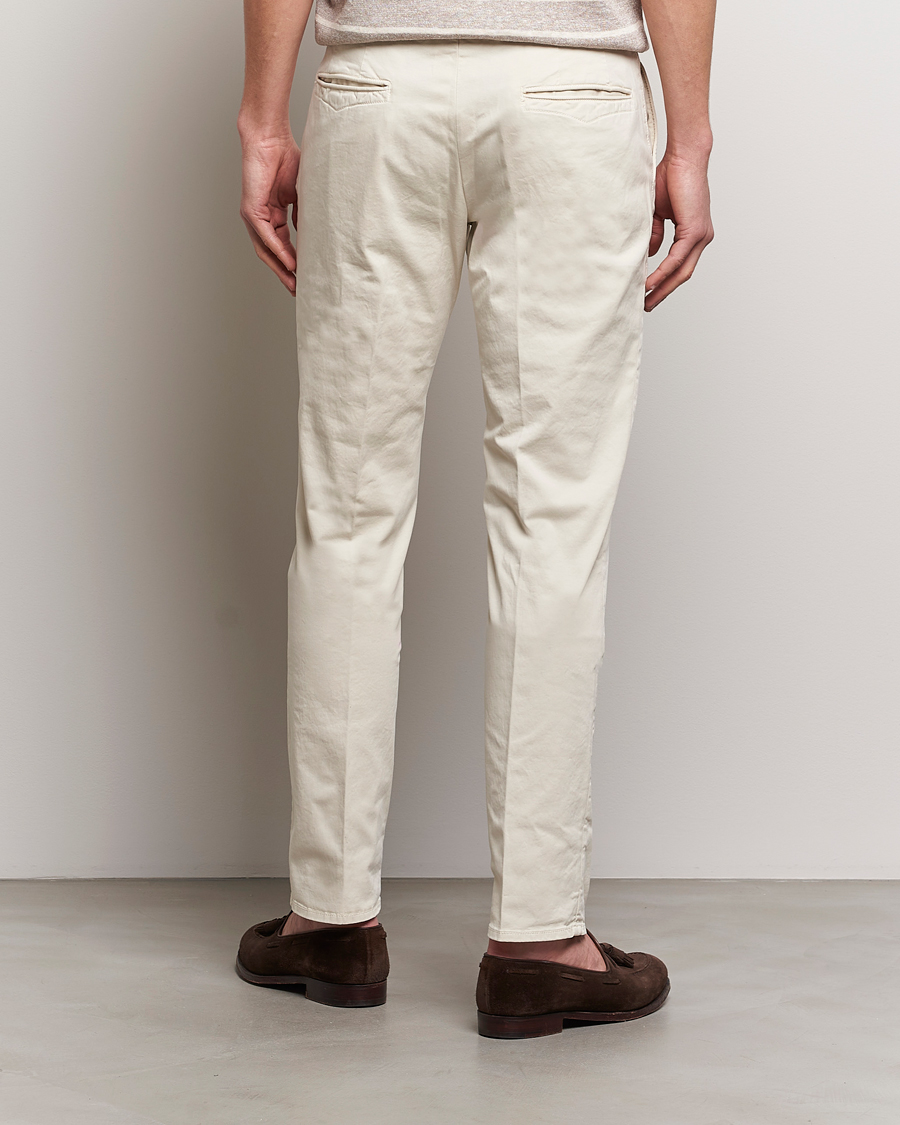 Men | Trousers | Incotex | Slim Fit Garment Dyed Slacks Off White