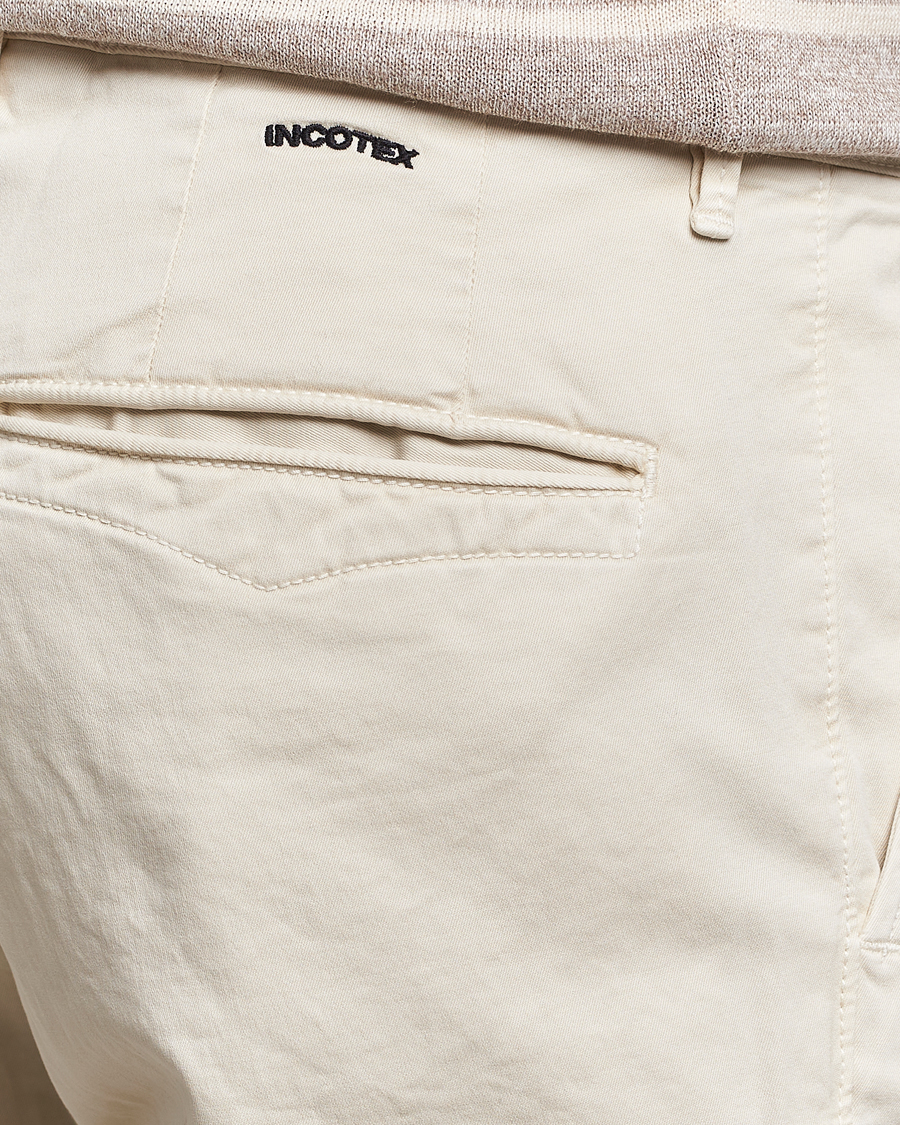 Men | Trousers | Incotex | Slim Fit Garment Dyed Slacks Off White