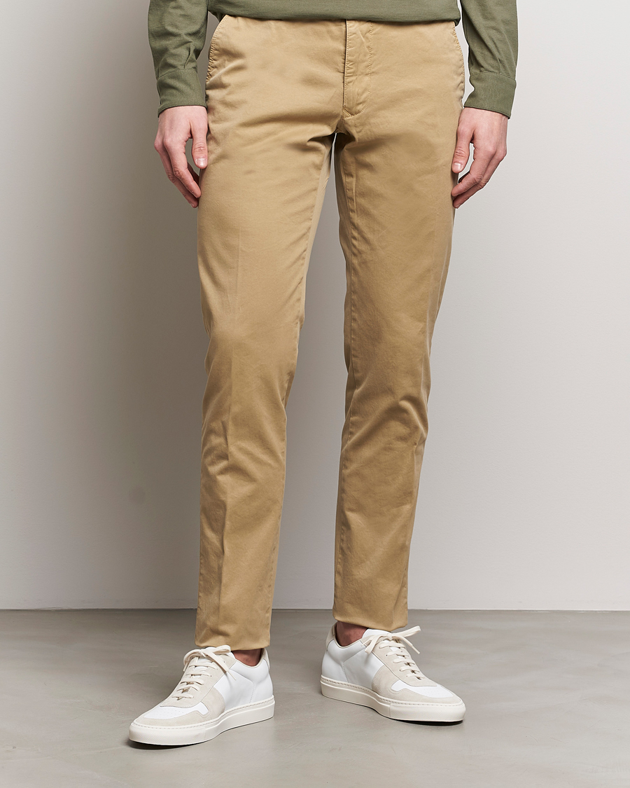 Men | Trousers | Incotex | Slim Fit Garment Dyed Slacks Beige