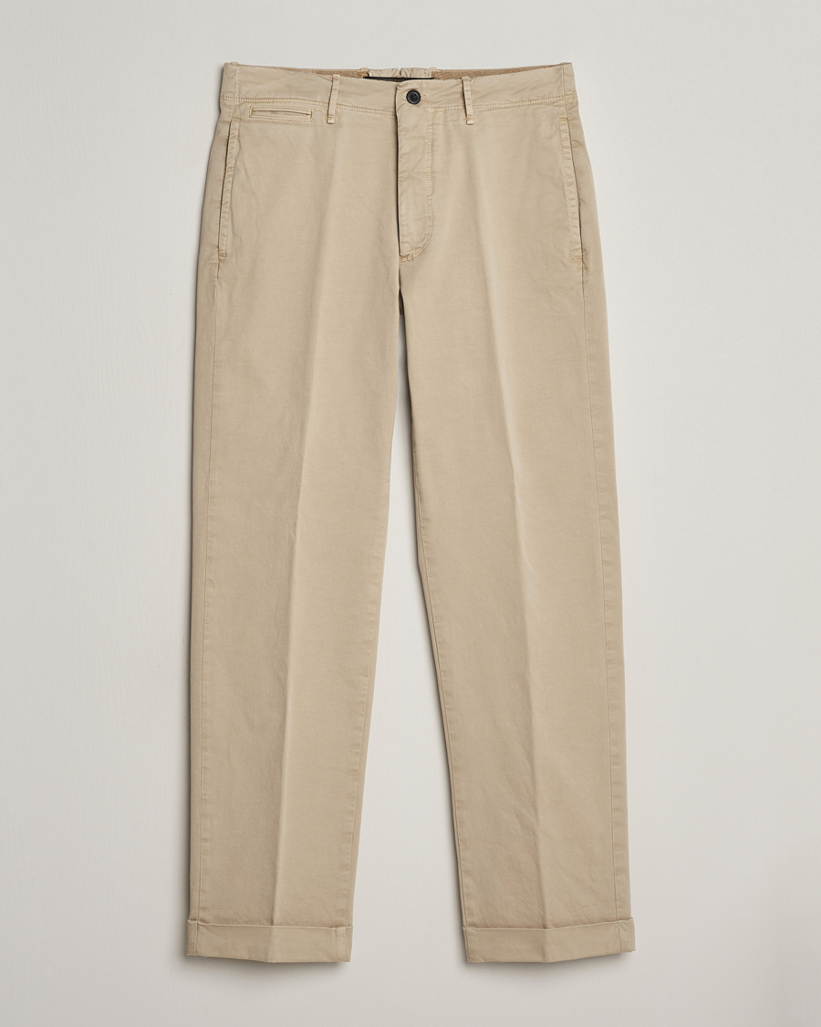 Men | Trousers | Incotex | Regular Fit Cotton Stretch Slacks Beige