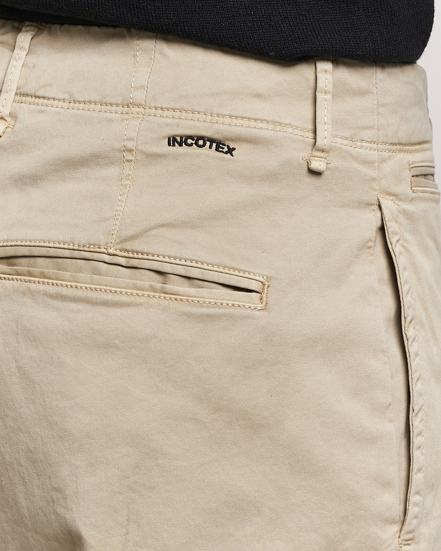 Men | Trousers | Incotex | Regular Fit Cotton Stretch Slacks Beige
