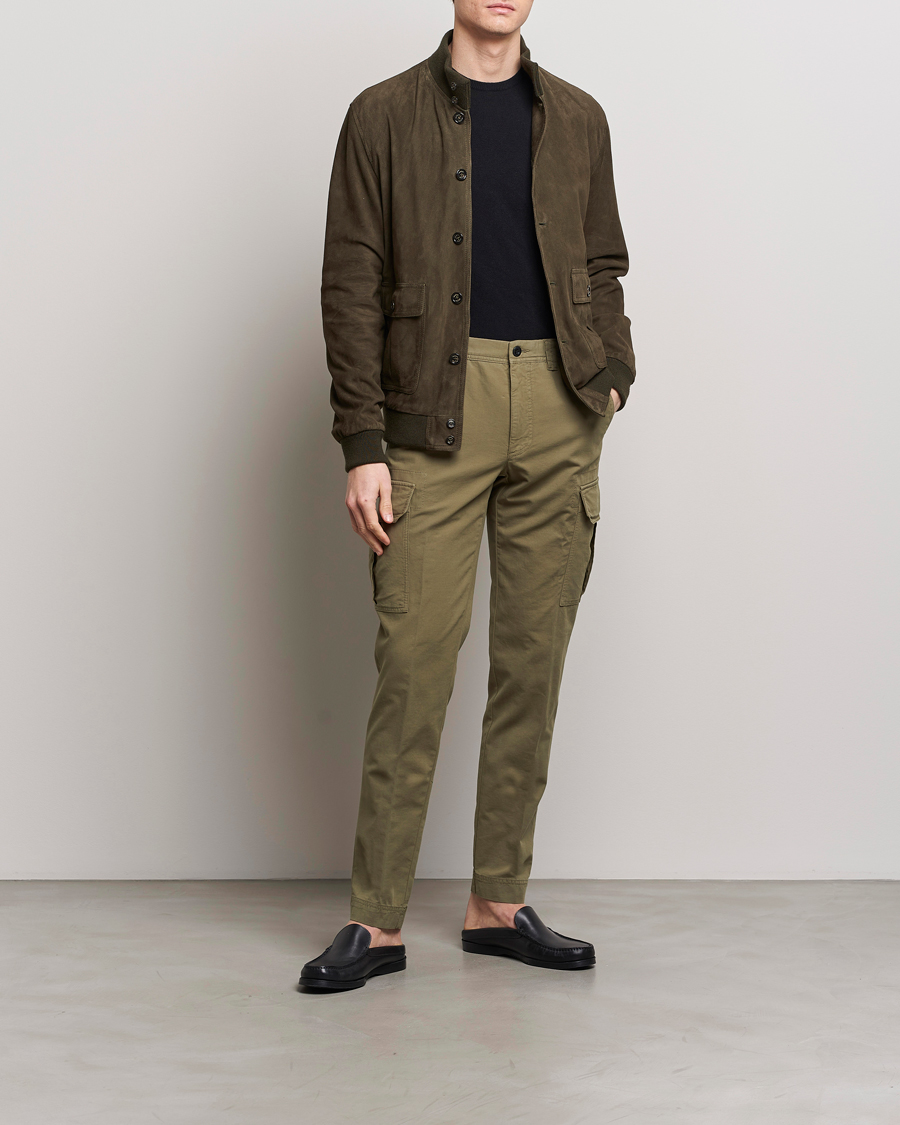 Men | Trousers | Incotex | Slim Fit Cargo Pants Military Green