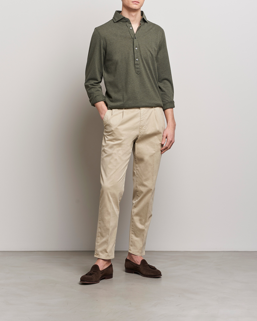 Men | Trousers | Incotex | Tapered Fit Pleated Slacks Light Beige