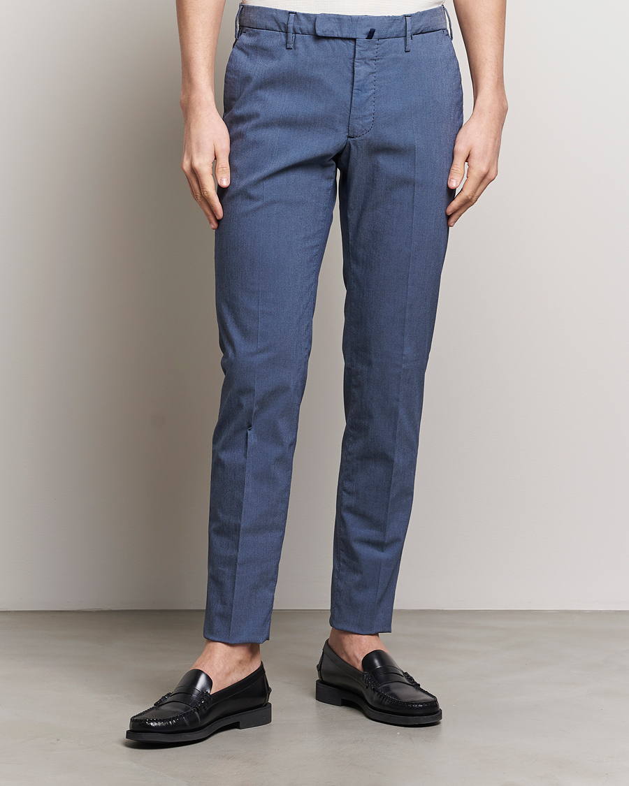 Men | Clothing | Incotex | Slim Fit Washed Cotton Comfort Trousers Dark Blue
