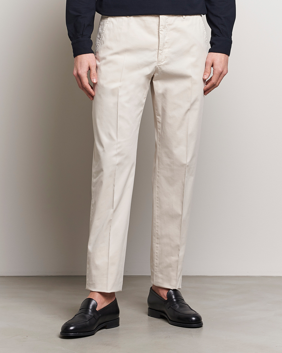 Men | Trousers | Incotex | Straight Fit Garment Dyed Chinos Off White