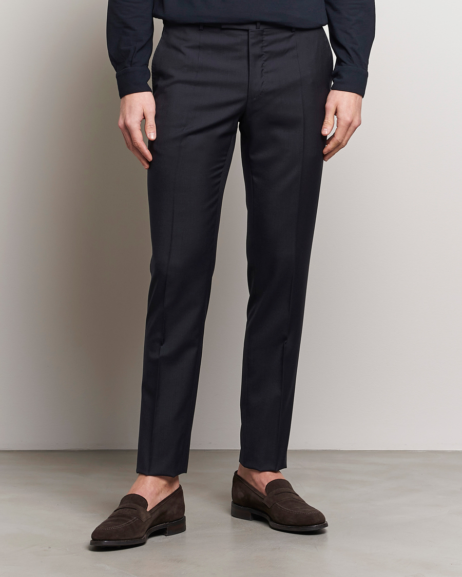 Men | Trousers | Incotex | Slim Fit Tropical Wool Trousers Navy