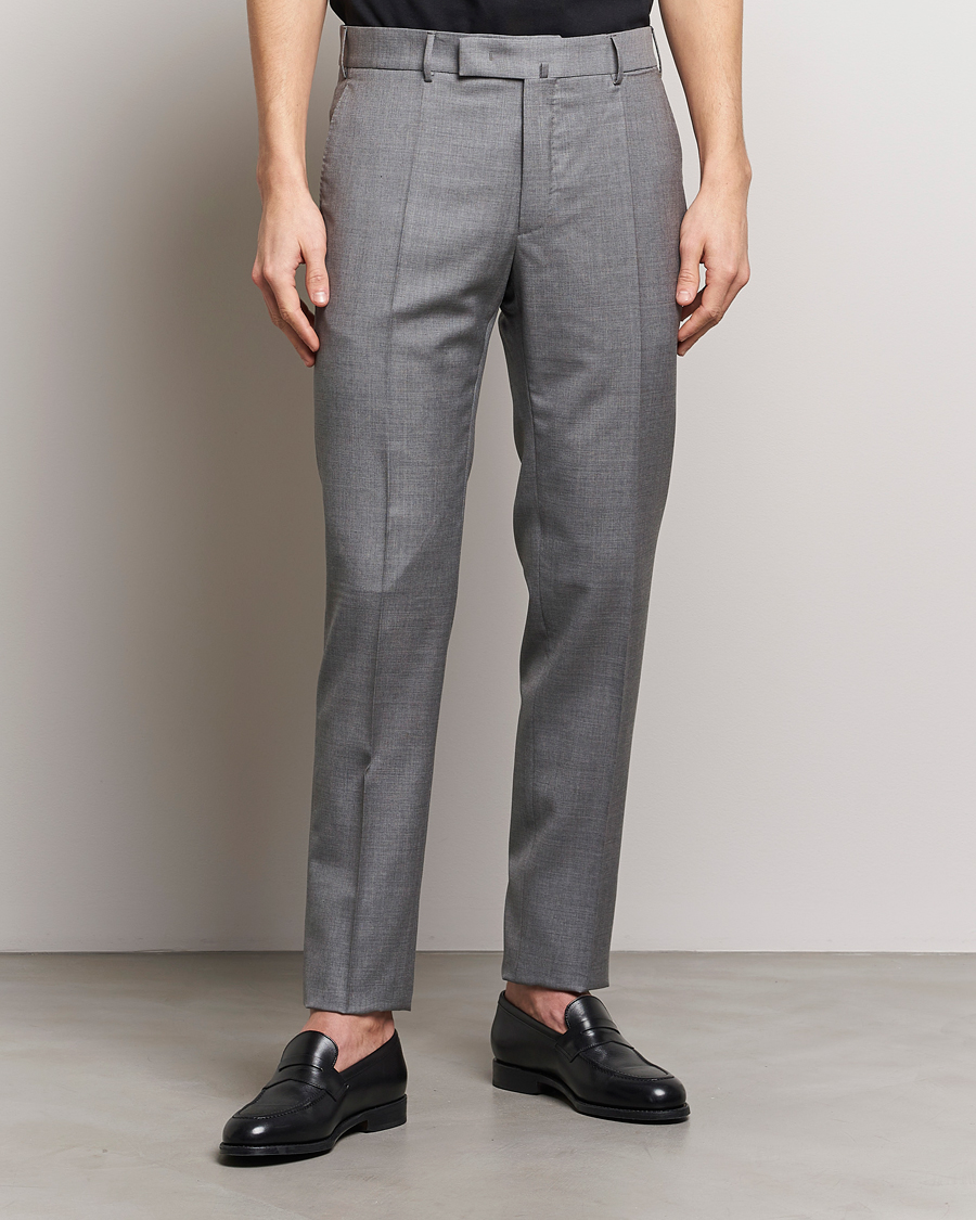 Men | Incotex | Incotex | Slim Fit Tropical Wool Trousers Light Grey