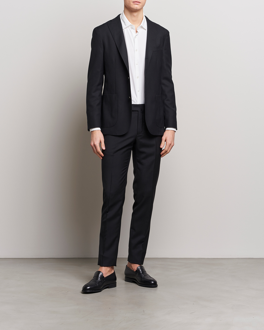 Men | Trousers | Incotex | Slim Fit Tropical Wool Trousers Black