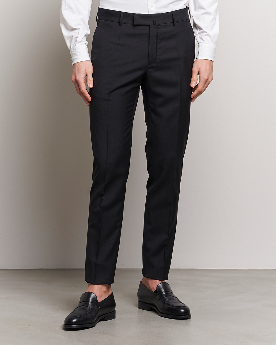 Men | Trousers | Incotex | Slim Fit Tropical Wool Trousers Black