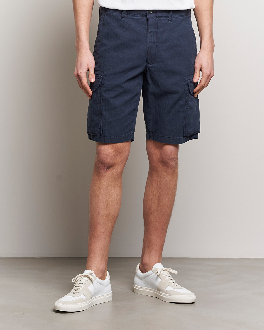 Men | Clothing | Incotex | Cotton Cargo Shorts Navy