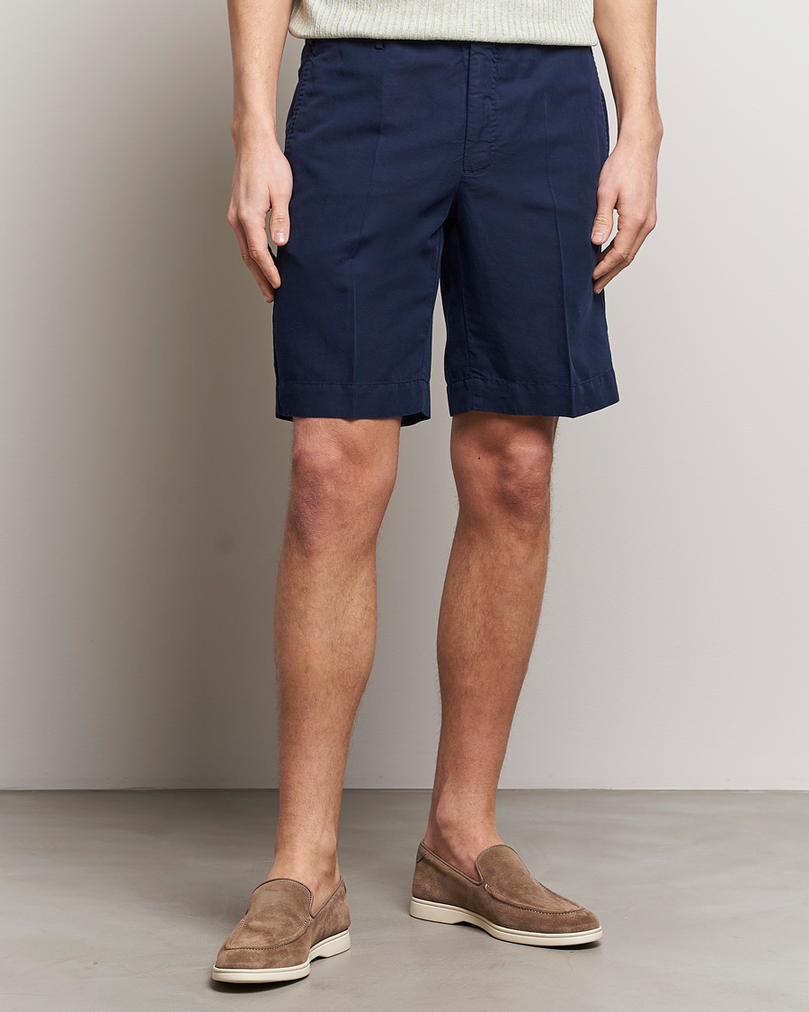 Men | Linen Shorts | Incotex | Chinolino Shorts Navy