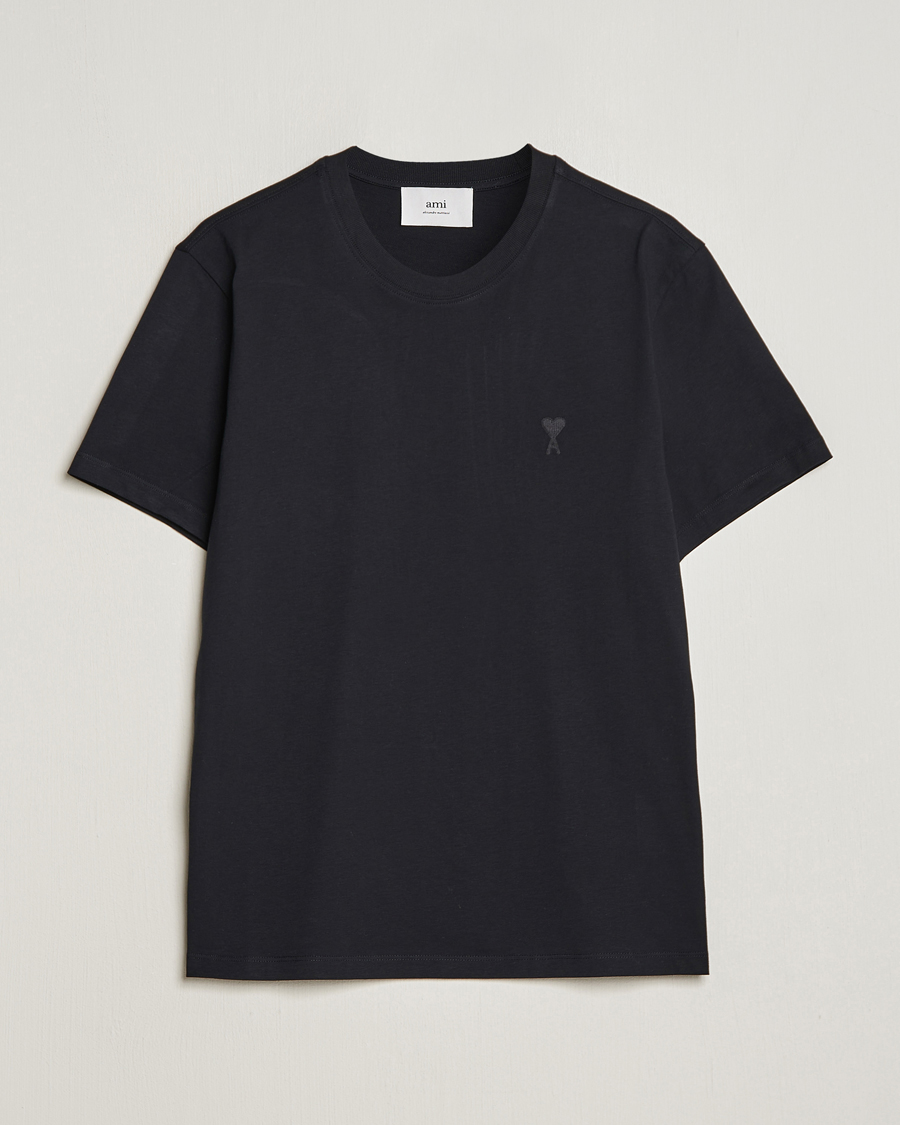 Men | T-Shirts | AMI | Tonal Heart Logo T-Shirt Black