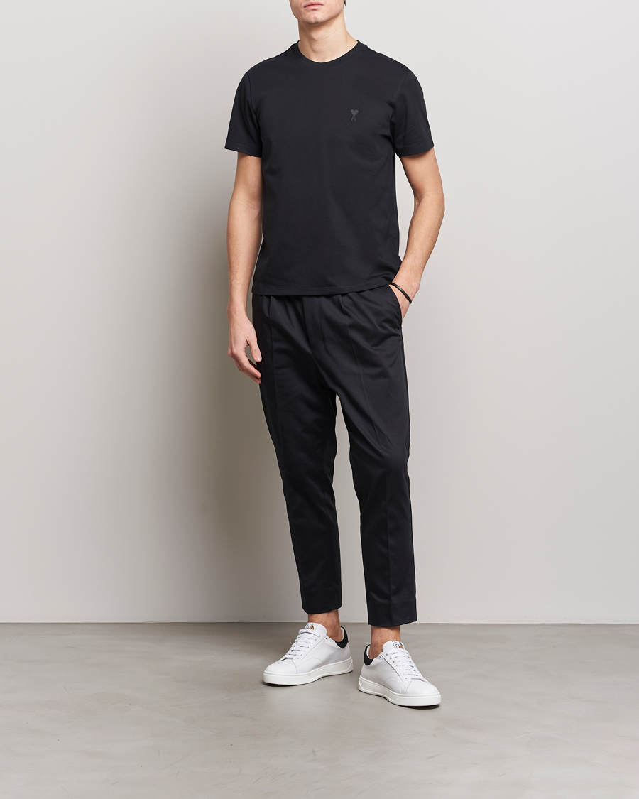 Men | T-Shirts | AMI | Tonal Heart Logo T-Shirt Black