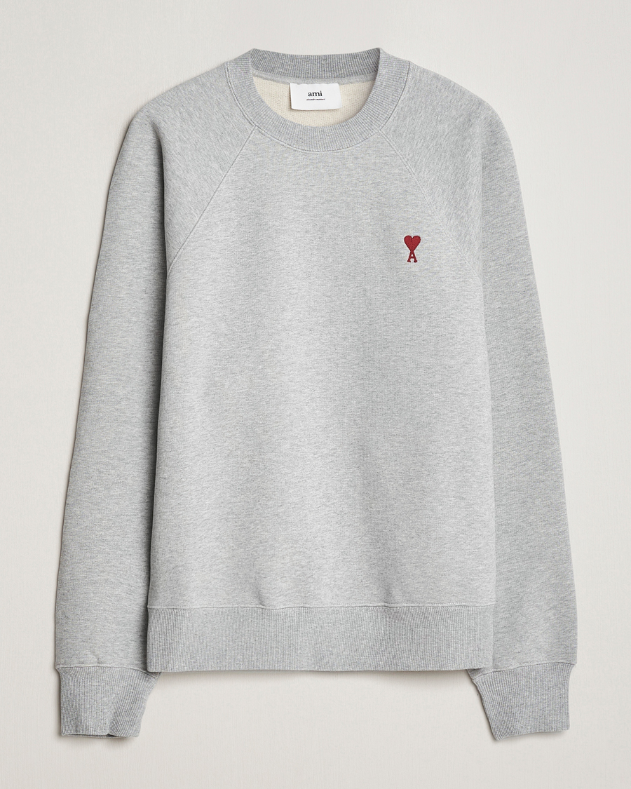 Men | Sweaters & Knitwear | AMI | Heart Logo Sweatshirt Heather Grey