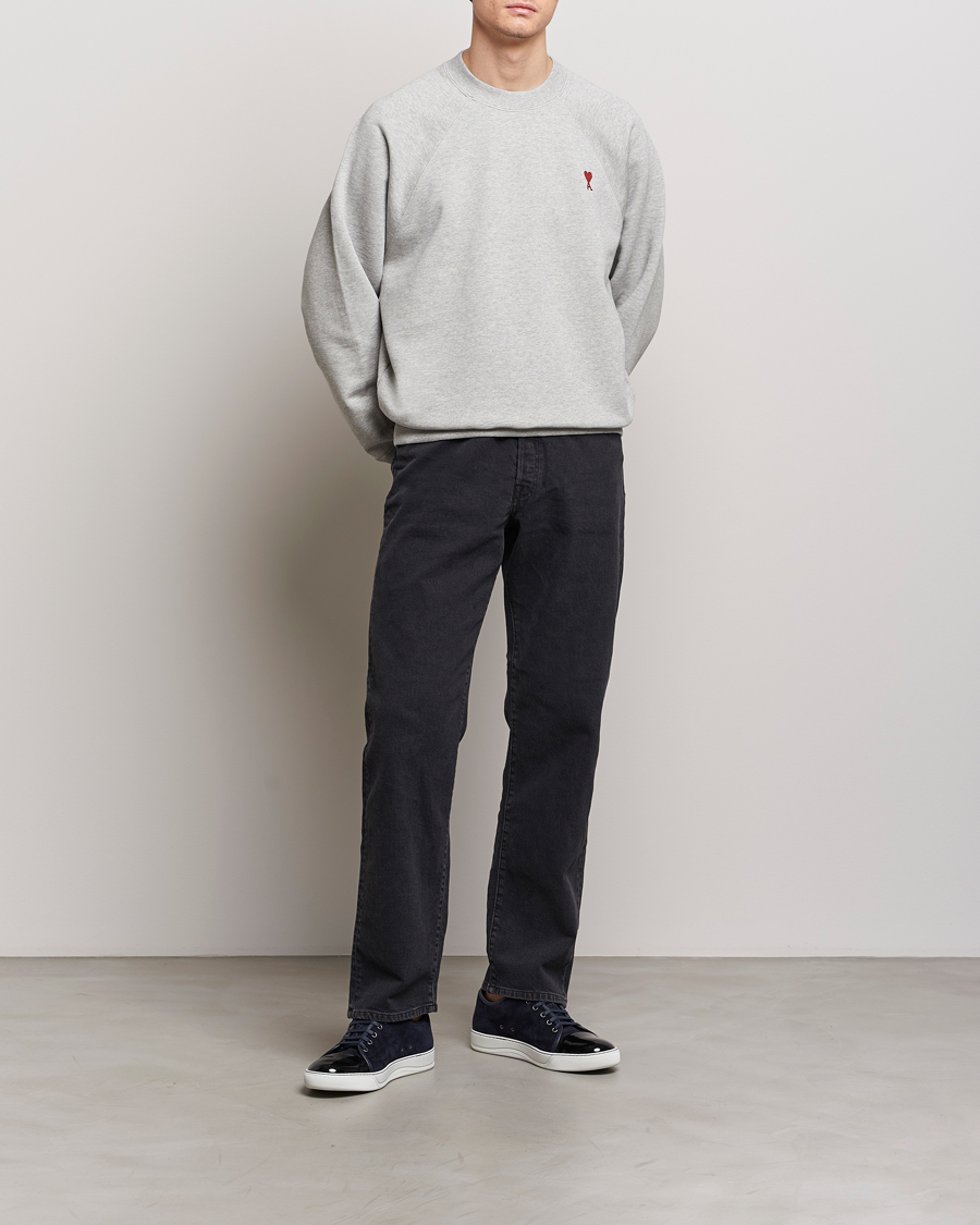 Men | Sweaters & Knitwear | AMI | Heart Logo Sweatshirt Heather Grey