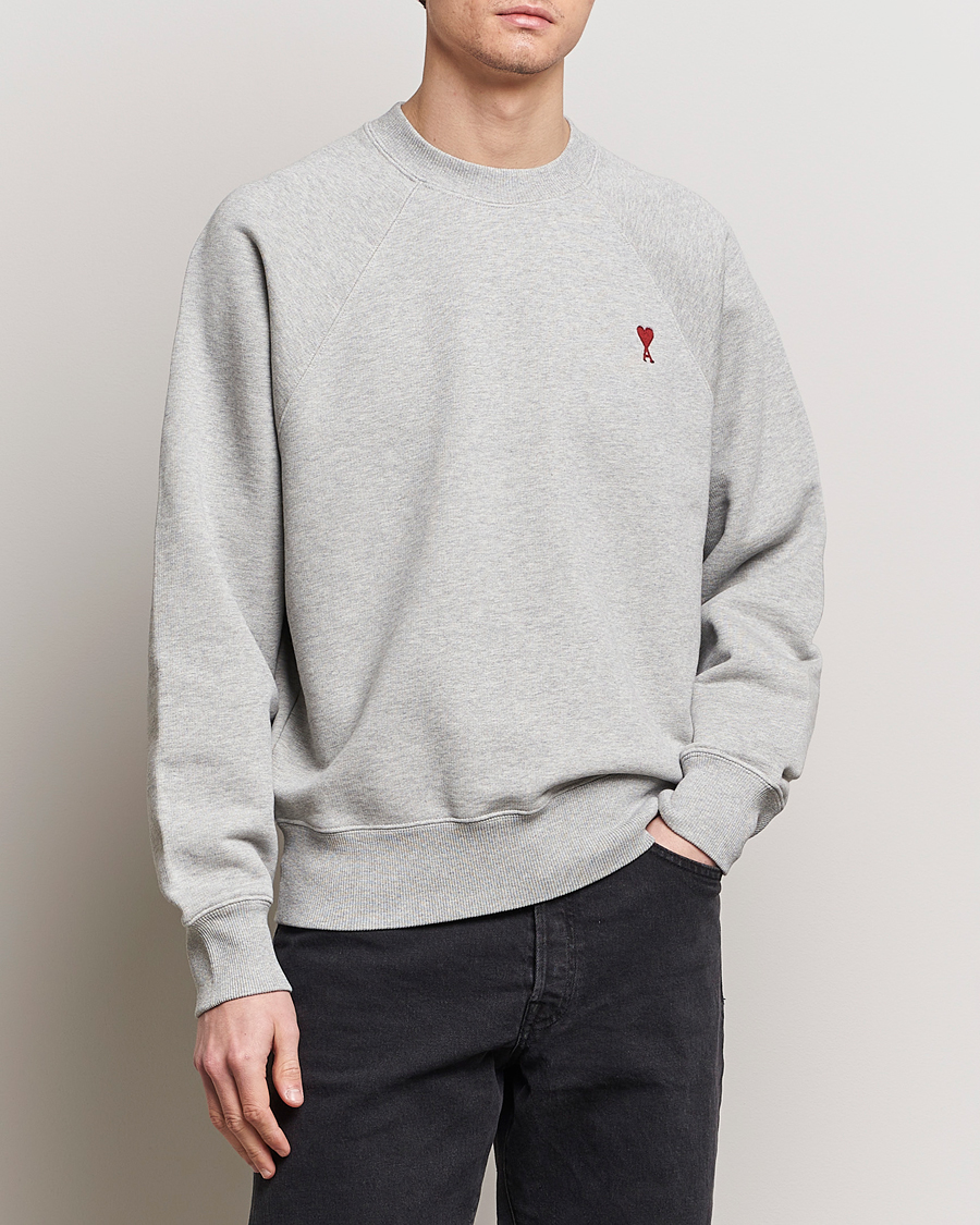 Men | Sweaters & Knitwear | AMI | Heart Logo Sweatshirt Heather Grey